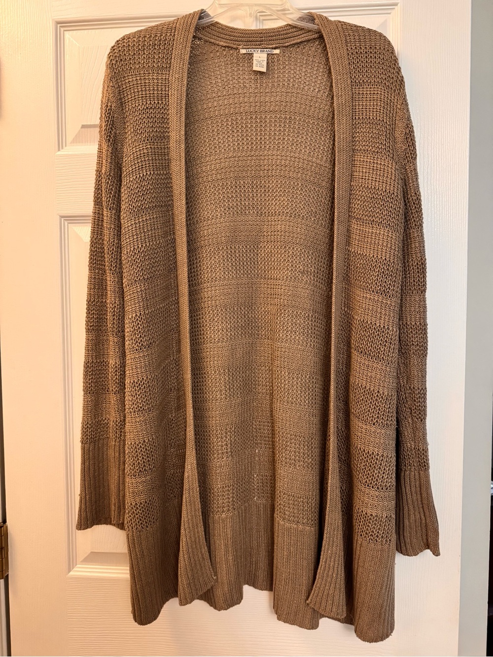 LUCKY BRAND long open cardigan sweater. Vintage. Olive khaki. SIZE LARGE.